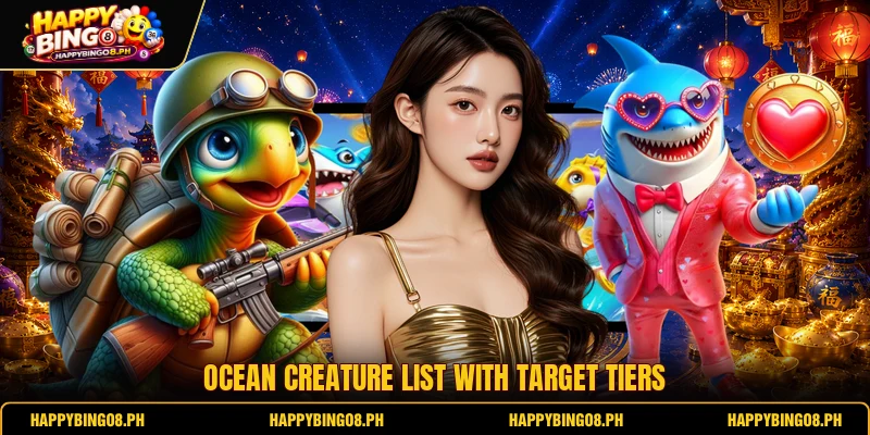 Ocean creature list with target tiers