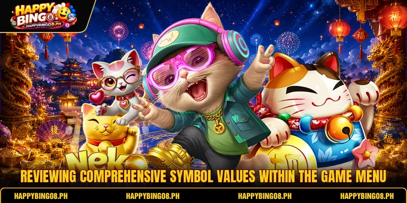 Reviewing comprehensive symbol values within the game menu